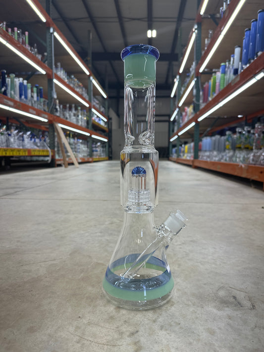 Metrix 14inch beaker dual ash catcher green blue combination